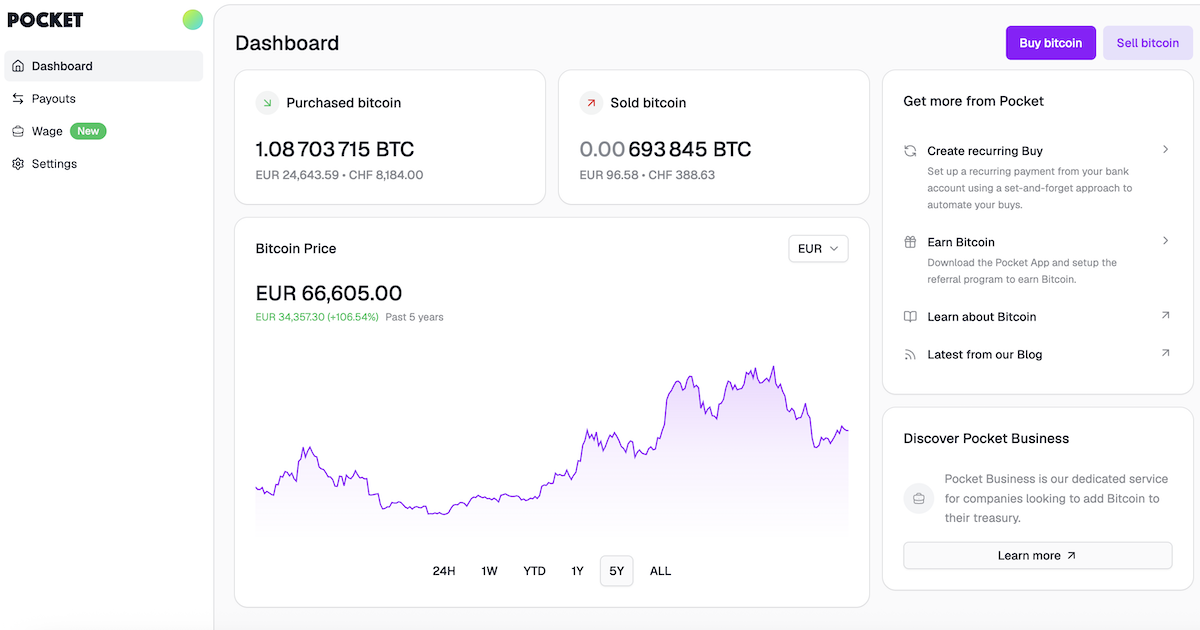 Dashboard | Pocket Bitcoin